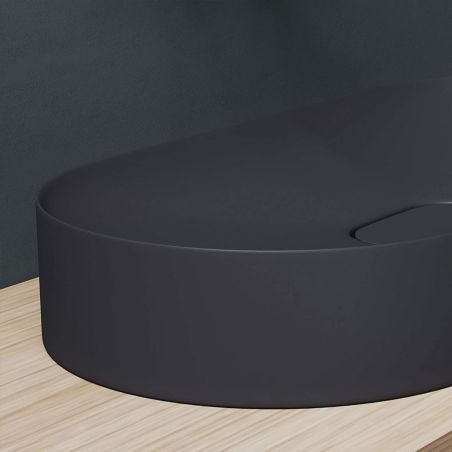 Waschbecken EGO 826, Anthrazit matt, verdeckter Abfluss, 71 x 35,5 cm, Marmor-Verbundwerkstoff, Aufsatzmontage