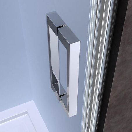 Duschtür EGO-24, teilweise sandgestrahlt, Öffnungswinkel 180°, Breite 90–100 cm, Nano-Easy-Clean-Beschichtung