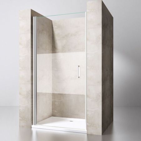 Duschtür EGO-24, teilweise sandgestrahlt, Öffnungswinkel 180°, Breite 90–100 cm, Nano-Easy-Clean-Beschichtung