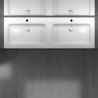 Doppelwaschbecken EGO 830, Weiß, glänzend, 140 x 48 cm, Aufsatz- oder Hängeinstallation, Verbundwerkstoff, zwei Armaturenlöchern