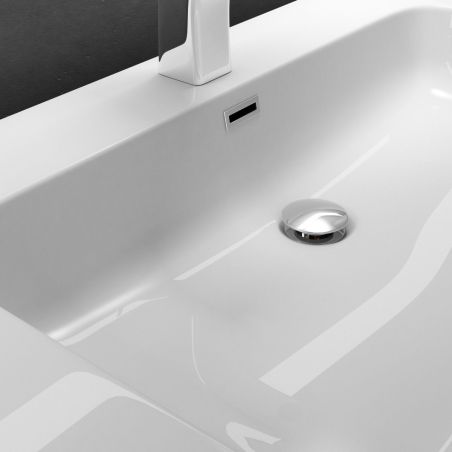 Doppelwaschbecken EGO 830, Weiß, glänzend, 140 x 48 cm, Aufsatz- oder Hängeinstallation, Verbundwerkstoff, zwei Armaturenlöchern