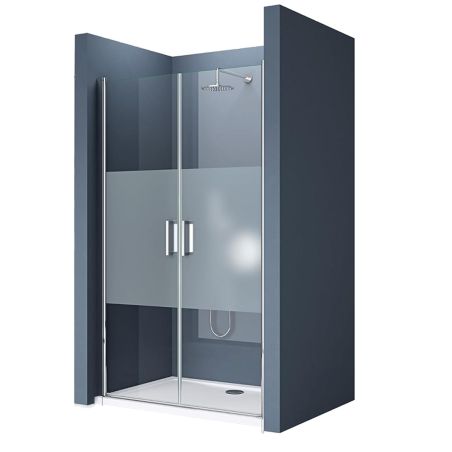 Duschtür EGO-24D, 6 mm Sicherheitsglas, transparent, 180°-Öffnung, 80–85–100–140 cm, Nano-Easy-Clean-Beschichtung