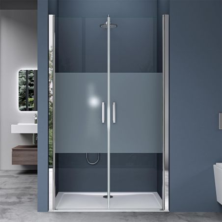 Duschtür EGO-24D, 6 mm Sicherheitsglas, transparent, 180°-Öffnung, 80–85–100–140 cm, Nano-Easy-Clean-Beschichtung
