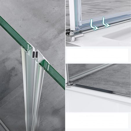 Duschtür EGO-24D, 6 mm Sicherheitsglas, transparent, 180°-Öffnung, 80–85–100–140 cm, Nano-Easy-Clean-Beschichtung