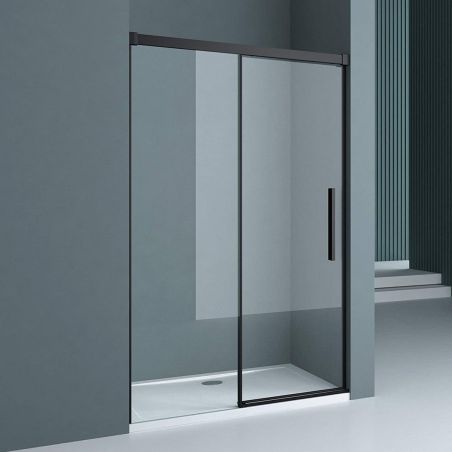 Duschtür Ego 12, Mattschwarz, 100–120–140x195 cm, Schiebetür, 6 mm Sicherheitsglas, Nano Easy Clean
