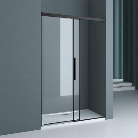 Duschtür Ego 12, Mattschwarz, 100–120–140x195 cm, Schiebetür, 6 mm Sicherheitsglas, Nano Easy Clean