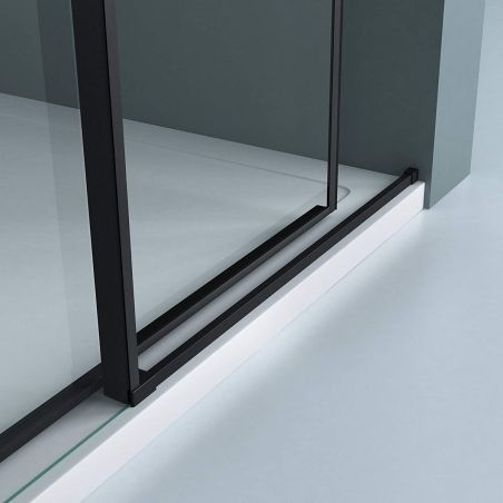 Duschtür Ego 12, Mattschwarz, 100–120–140x195 cm, Schiebetür, 6 mm Sicherheitsglas, Nano Easy Clean