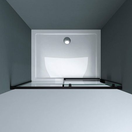 Duschtür Ego 12, Mattschwarz, 100–120–140x195 cm, Schiebetür, 6 mm Sicherheitsglas, Nano Easy Clean