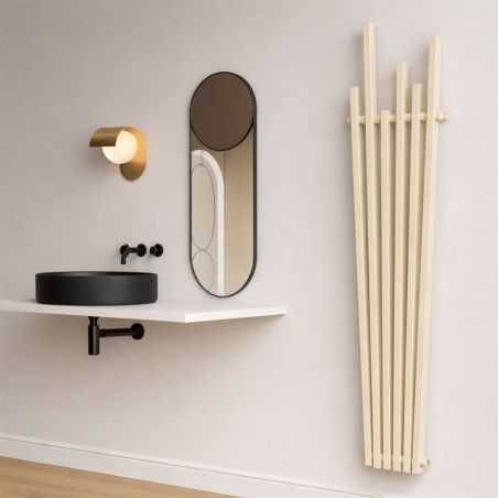 Heizkörper, cremefarben, 180 x 42 cm, 687 W, 6 Elemente, Stahl, modernes Design, Enes