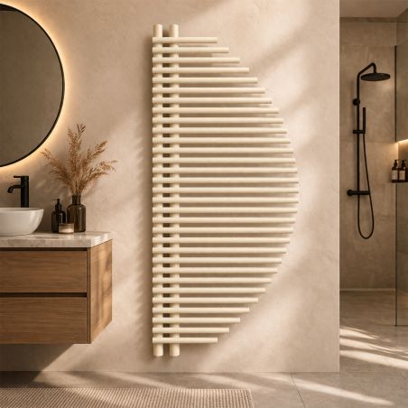 Heizkörper, Handtuchhalter aus Stahl, 33 Lamellen, 585 W, 125 x 50 cm, Creme, Brisa Blanca