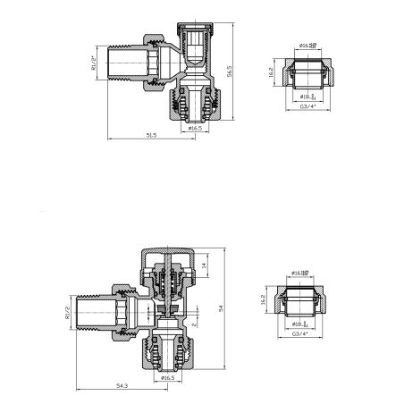 Seitenanschlusshahn, Messing, Anschluss 1/2”, Mattschwarz