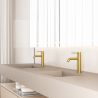 Waschbeckenarmatur, Mattgold, mit Perlator, Edelstahl, Waschbeckenmontage, Fino