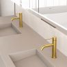 Waschbeckenarmatur, Mattgold, mit Perlator, Edelstahl, Waschbeckenmontage, Fino