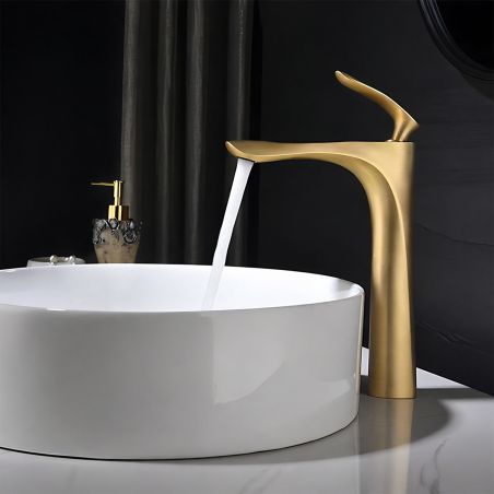 Waschbeckenarmatur Brandi, Mattgold, Höhe 30 cm, Aufsatzmontage