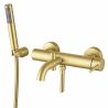 Badewannenarmatur, Wandmontage, Stahl, Handbrause, Mattgold, Fino