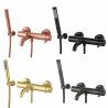 Badewannenarmatur, Wandmontage, Stahl, Handbrause, Mattgold, Fino