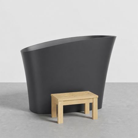 Japanische Badewanne, Mineralverbund, MatteAnthracite, 120x58 cm, Wärmeisolierung, Abfluss inklusive, Freistehend, Sakura