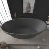 Badewanne, freistehend, Mineralverbund, Ablauf inklusive, Matte Anthracite, 160x83 cm, Edena