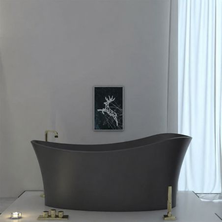 Badewanne, freistehend, Mineralverbund, Ablauf inklusive, Matte Anthracite, 150x78 cm, Nice