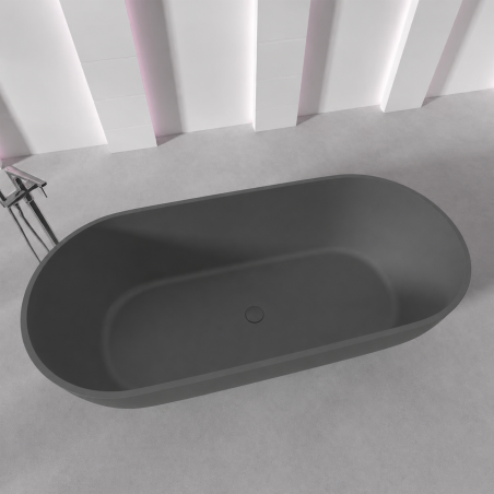Badewanne, Coroian-Verbundwerkstoff, Anthrazit matt, 180 x 85 cm, Wärmedämmung, freistehend, Runa