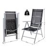 Gartenmöbel-Set für die Terrasse, großer Tisch mit matter Glasplatte, 6 klappbare Aluminiumstühle, 150 x90x75 cm, Clinton