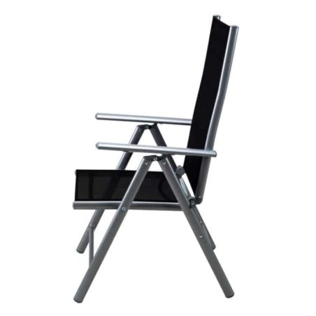 Gartenmöbel-Set für die Terrasse, großer Tisch mit matter Glasplatte, 6 klappbare Aluminiumstühle, 150 x90x75 cm, Clinton