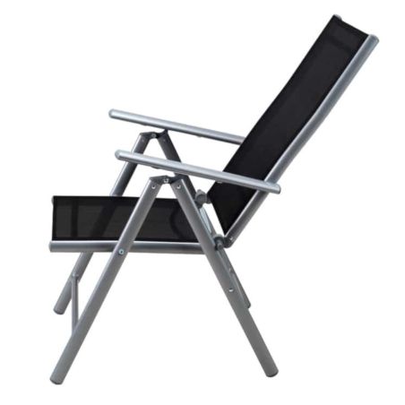 Gartenmöbel-Set für die Terrasse, großer Tisch mit matter Glasplatte, 6 klappbare Aluminiumstühle, 150 x90x75 cm, Clinton