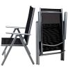 Gartenmöbel-Set für die Terrasse, großer Tisch mit matter Glasplatte, 6 klappbare Aluminiumstühle, 150 x90x75 cm, Clinton