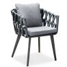 Stuhl Riga, für Terrassenmöbel, Aluminium, 5 cm Kissen, Seilgeflecht, 58 x 64,5 x 75 cm