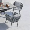 Stuhl Riga, für Terrassenmöbel, Aluminium, 5 cm Kissen, Seilgeflecht, 58 x 64,5 x 75 cm