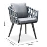 Stuhl Riga, für Terrassenmöbel, Aluminium, 5 cm Kissen, Seilgeflecht, 58 x 64,5 x 75 cm