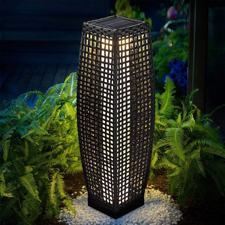 Solarlampe aus Polyrattan, Dämmerungssensor, Batterie inklusive, Schutzart IP44, 80 cm, Evelyn