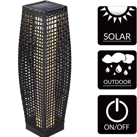 Solarlampe aus Polyrattan, Dämmerungssensor, Batterie inklusive, Schutzart IP44, 80 cm, Evelyn