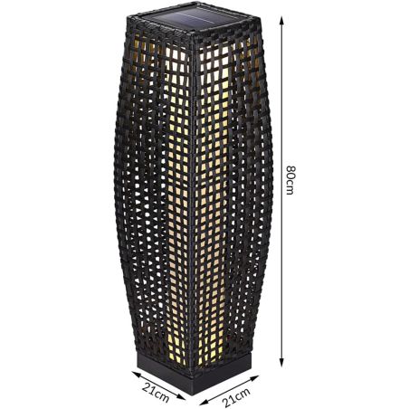 Solarlampe aus Polyrattan, Dämmerungssensor, Batterie inklusive, Schutzart IP44, 80 cm, Evelyn