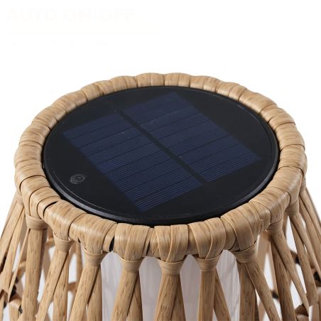 Solarlampe, Geflecht aus Polyrattan, USB-Ladefunktion, Batterie inklusive, Schutzart IP65, 73 cm, warmes Licht, SunBoho