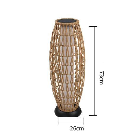 Solarlampe, Geflecht aus Polyrattan, USB-Ladefunktion, Batterie inklusive, Schutzart IP65, 73 cm, warmes Licht, SunBoho