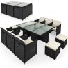 Gartenmöbel-Set für,Terrasse, faltbarer Cube, 6 Stühle mit verstellbarer Rückenlehne, 4 Hocker, 180x120x74 cm, Schwarz, Michigan