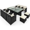 Gartenmöbel-Set für,Terrasse, faltbarer Cube, 6 Stühle mit verstellbarer Rückenlehne, 4 Hocker, 180x120x74 cm, Schwarz, Michigan