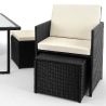 Gartenmöbel-Set für,Terrasse, faltbarer Cube, 6 Stühle mit verstellbarer Rückenlehne, 4 Hocker, 180x120x74 cm, Schwarz, Michigan