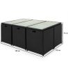 Gartenmöbel-Set für,Terrasse, faltbarer Cube, 6 Stühle mit verstellbarer Rückenlehne, 4 Hocker, 180x120x74 cm, Schwarz, Michigan