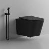 EGO Alfonso Rimless Toilettenschüssel, Mattschwarz, Power Color, hängende Montage, Duroplast Slim Soft-Close-Deckel inklusive