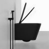 EGO Alfonso Rimless Toilettenschüssel, Mattschwarz, Power Color, hängende Montage, Duroplast Slim Soft-Close-Deckel inklusive