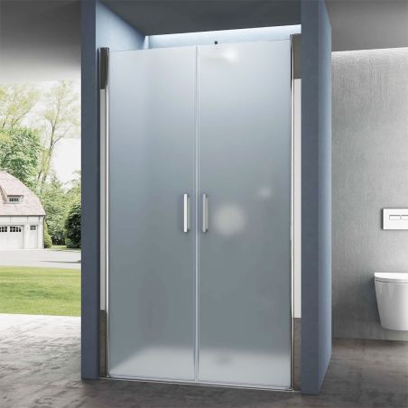 Duschtür EGO-24D, 6 mm Sicherheitsglas, sandgestrahlt, 180°-Öffnung, Maße 100 x 195 cm, Nano-Easy-Clean-Beschichtung
