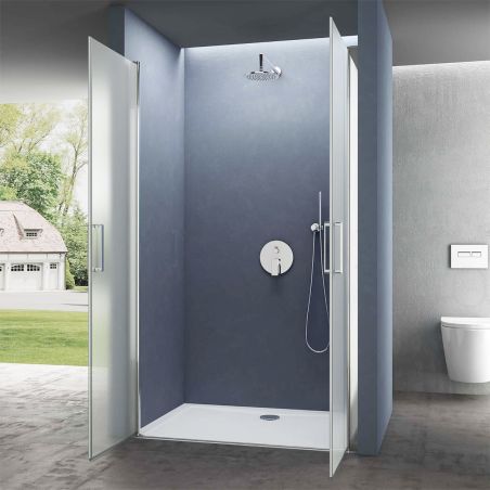 Duschtür EGO-24D, 6 mm Sicherheitsglas, sandgestrahlt, 180°-Öffnung, Maße 100 x 195 cm, Nano-Easy-Clean-Beschichtung
