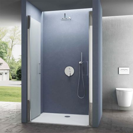 Duschtür EGO-24D, 6 mm Sicherheitsglas, sandgestrahlt, 180°-Öffnung, Maße 100 x 195 cm, Nano-Easy-Clean-Beschichtung