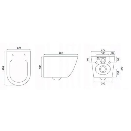 WC- und Bidet-Set Ben, Gold Line, 49x37 cm, Hängemontage, Duroplast-Deckel, Sanitärkeramik