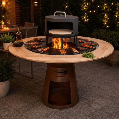 Pizzaofen Nexus Ø45 cm, Cortenstahl 1,5 mm, mit Thermometer, kompatibel mit den Grills Aurelius und Avangarde, schwarz