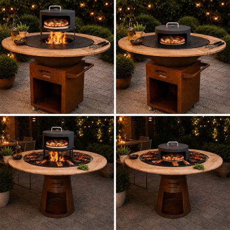 Pizzaofen Nexus Ø45 cm, Cortenstahl 1,5 mm, mit Thermometer, kompatibel mit den Grills Aurelius und Avangarde, schwarz