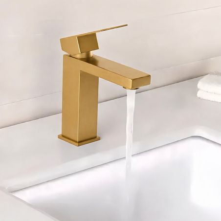 Waschbeckenarmatur, Perlator Waschtischmontage, Mattgold, Mira