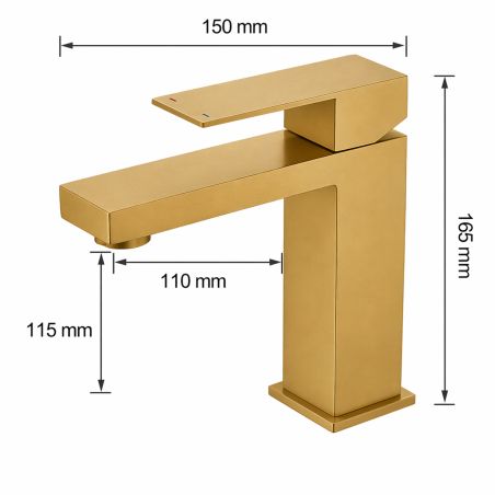 Waschbeckenarmatur, Perlator Waschtischmontage, Mattgold, Mira